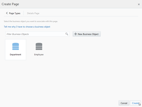 Create Page wizard