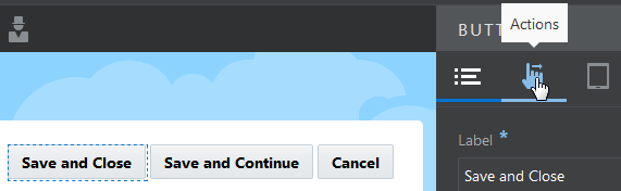 Button Actions tab