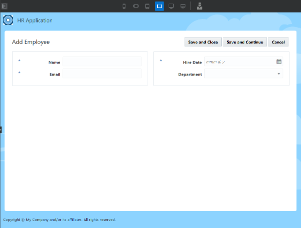 Create Employee page