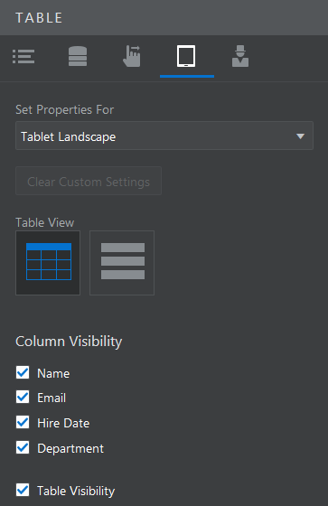 Responsive tab for Table