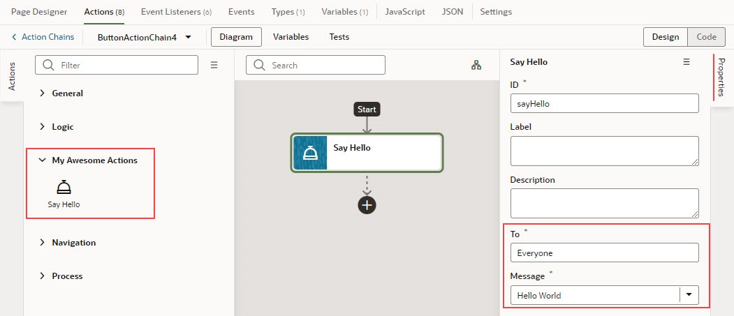 Description of custom-action-properties-inspector-sayhello2.jpg follows