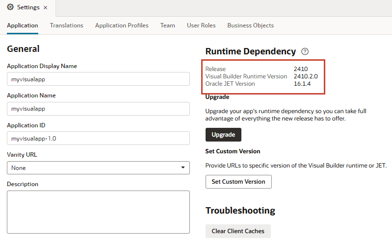 Runtime dependency section in the Settings editor Runtime dependency section in the Settings editor