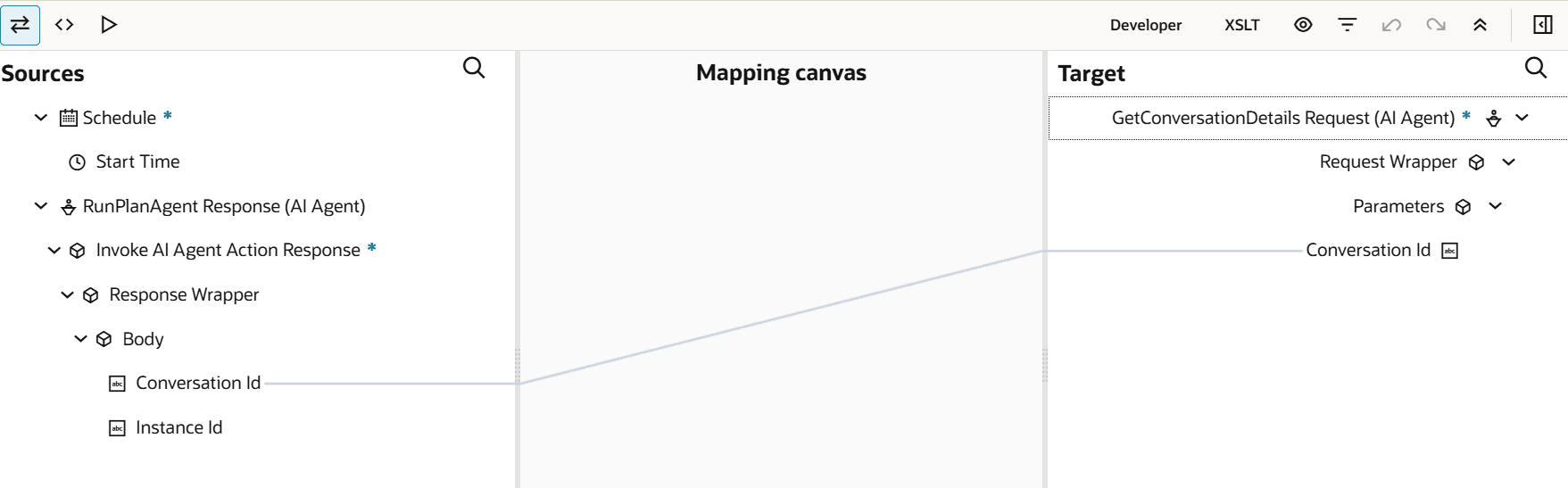 Mapper screen with Conversation ID mapped from source to target