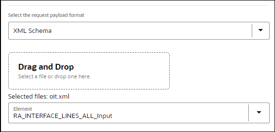 The parsed element "RA_INTERFACE_LINES_ALL_input" is displayed in the Element field.