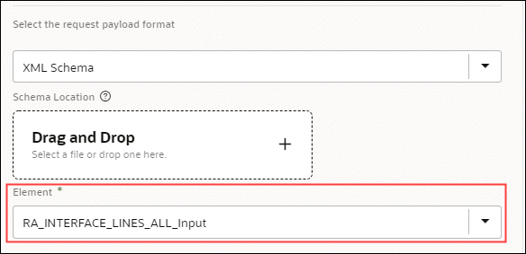 The parsed element "RA_INTERFACE_LINES_ALL_input" is displayed in the Element field.