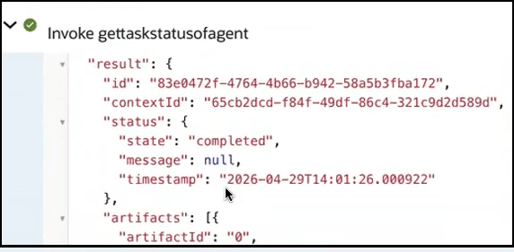 The activity stream is shown. The state with a value of "completed" is shown.