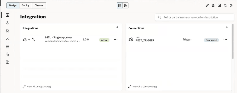 Automatically created integration and connection