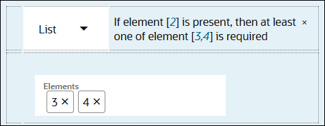 List conditional with Elements 3 and 4 selected. List conditional with Elements 3 and 4 selected.