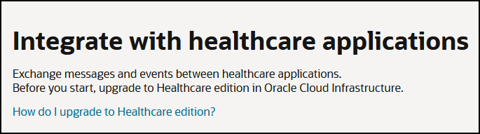 The Integrate with healthcare applications message is shown.