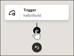 The Add icon below the trigger connections is being clicked. The Add icon below the trigger connections is being clicked.