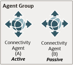 An agent group contains one active connectivity agent and one passive connectivity agent
