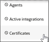 Alert announcements for Agents, Active integrations, and Certificates are displayed.