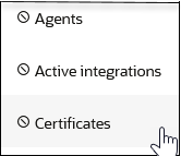 Alert announcements for Agents, Active integrations, and Certificates are displayed.