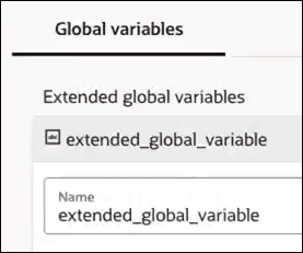 The Global variables section shows the Extended global variables.