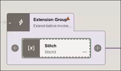 The Extension Group includes a Stitch action.