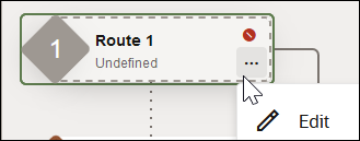 The Actions … link of the Route_1 branch is selected to show an option for Edit.
