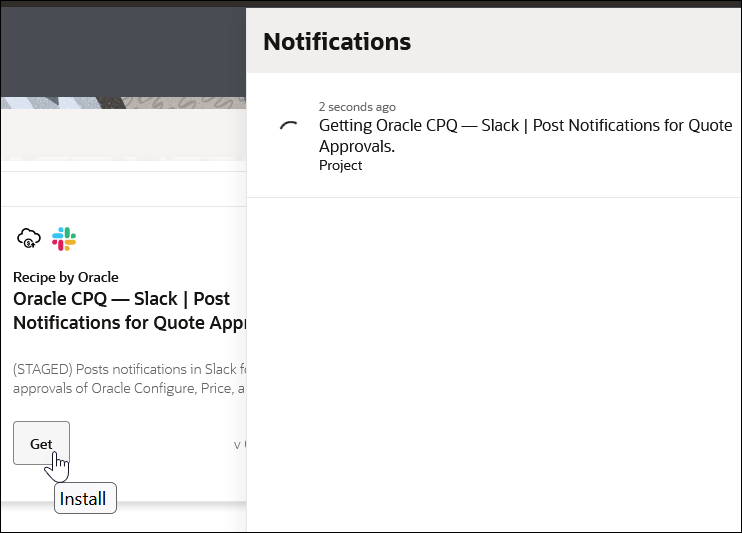 The Notifications page shows the progress of the installation.