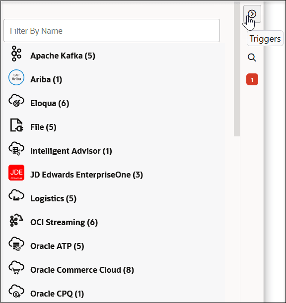 Triggers section with "+" sign to add a new adapter connection