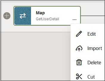 The actions menu for the mapper shows options for Edit, Import, Delete, and Cut. The actions menu for the mapper shows options for Edit, Import, Delete, and Cut.