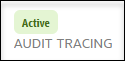 The word Active is displayed. After that, the words Audit Tracing are displayed.