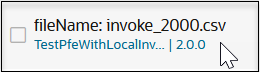 The fileName: invoke_2000.csv business identifier is being clicked.