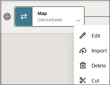 The actions menu for the mapper shows options for Edit, Import, Delete, and Cut.