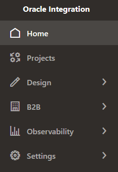The Home, Projects, Design, B2B, Observability, and Settings options are displayed.
