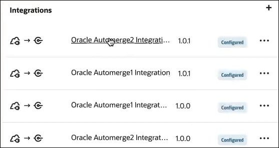 The Integrations section shows two version 1.0.1 integrations and two version 1.0.0 integrations.