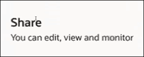 The Share panel shows the words You can edit, view and monitor.