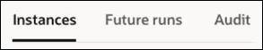 The Instances (which is selected), Future runs, and Audit tabs are shown.