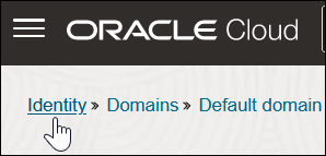 The Identity > Domains > Default domain breadcrumbs are shown.