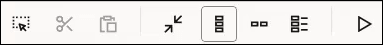 The canvas bar shows eight icons. The Run test icon is the last icon on the right.