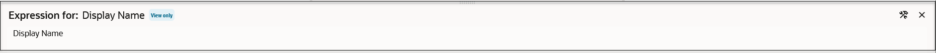 Expression Builder is shown with a user-friendly name. Two icons appear in the upper right corner.