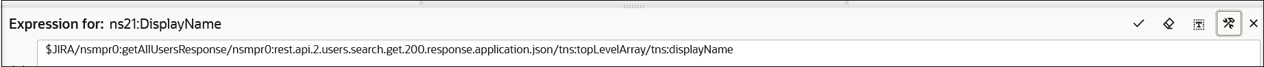 Expression Builder is shown with a user-friendly name. Four icons appear in the upper right corner.