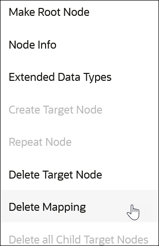 Delete Mapping option being selected from the menu of options