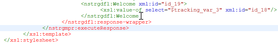 The Welcome icon is missing a closing bracket, which causes the code below to appear in red, indicating an error.