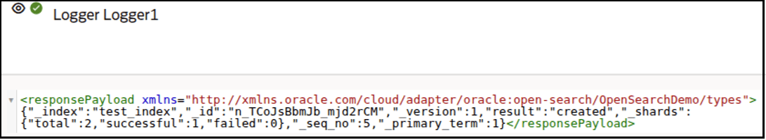 The Logger Logger1 output is shown. This logger shows the response message.