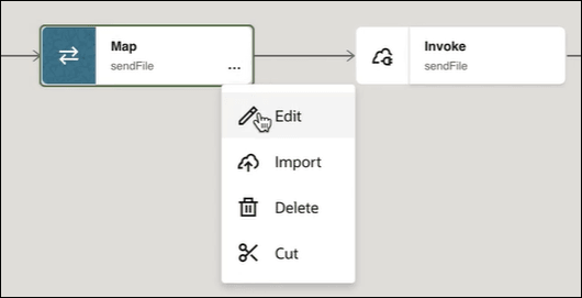 The map action in the integration is selected to show an option for Edit being selected. The map action in the integration is selected to show an option for Edit being selected.