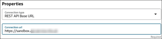The Properties section shows fields for Connection type and Connection URL. The Properties section shows fields for Connection type and Connection URL.