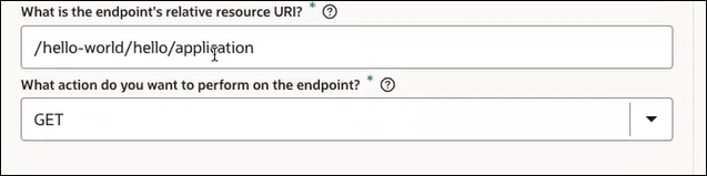 The What is the endpoint's relative resource URL field is shown. Below this is the What action do you want to perform on the endpoint list.
