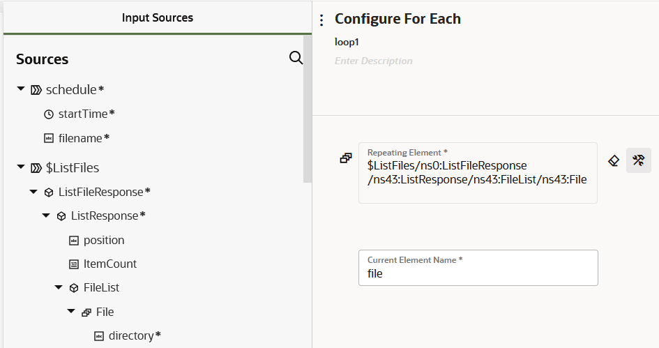 Description of oic3-listfiles-foreach.png follows