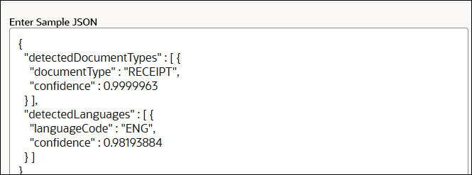 The Enter Sample JSON field shows sample response JSON code. The Enter Sample JSON field shows sample response JSON code.