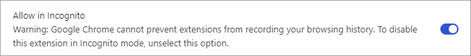 Allow in Incognito setting
