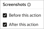 Before this action and After this action are selected Before this action and After this action are selected