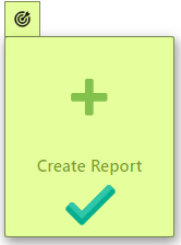 A Create Report button is shaded green, and a target icon appears above it