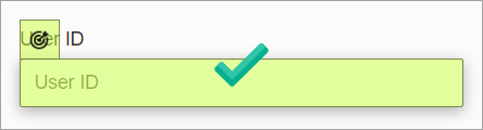 A User ID field is shaded green, and a target icon appears above it