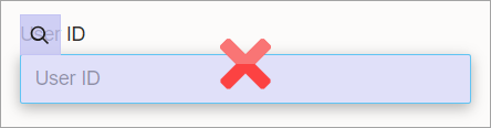 A User ID field is shaded purple, and a magnifying lens icon appears above it