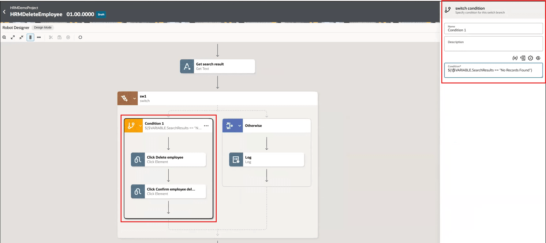 Update the switch condition to include the inversion operator and correct the flow Update the switch condition to include the inversion operator and correct the flow