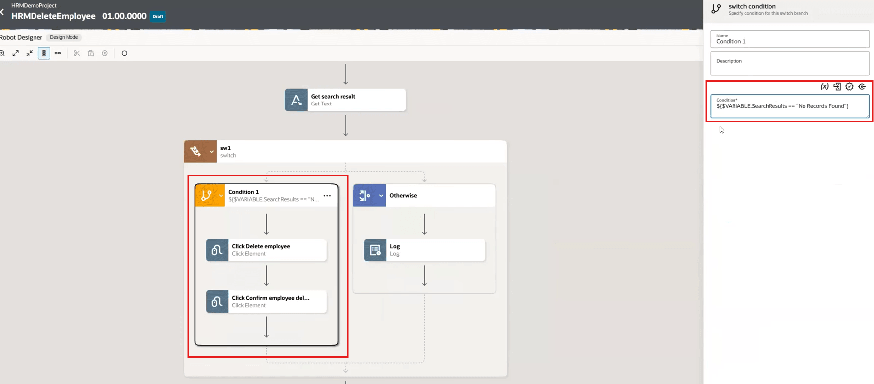 Incorrect flow executed due to an error in the switch condition Incorrect flow executed due to an error in the switch condition