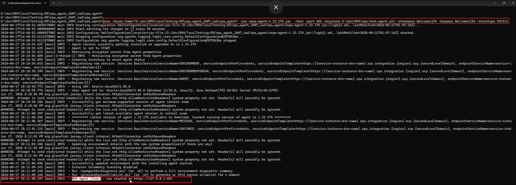 Start the robot agent for local testing from the command prompt. Start the robot agent for local testing from the command prompt.